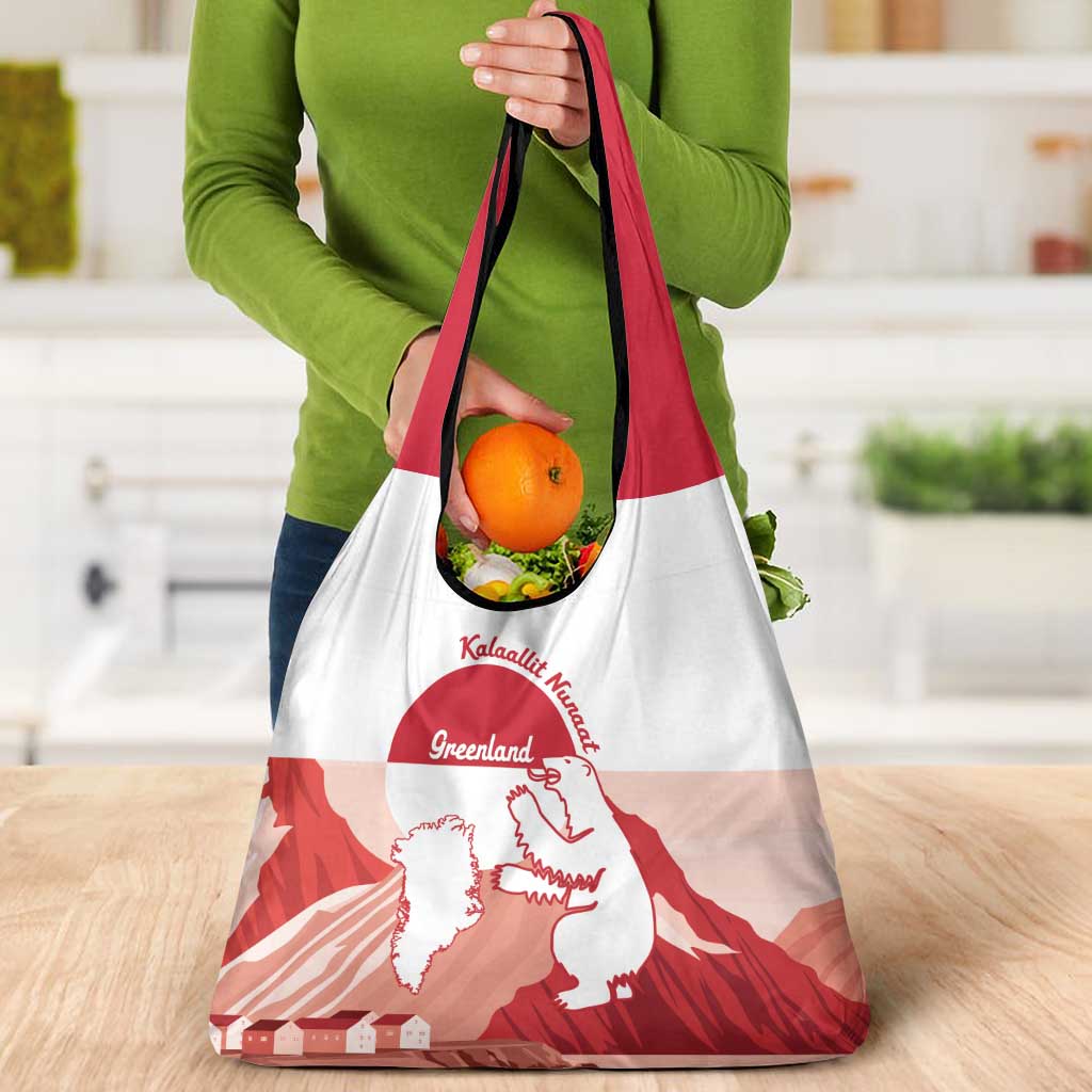 Kalaallit Nunaat Greenland Grocery Bag Coat Of Arms Flag Style