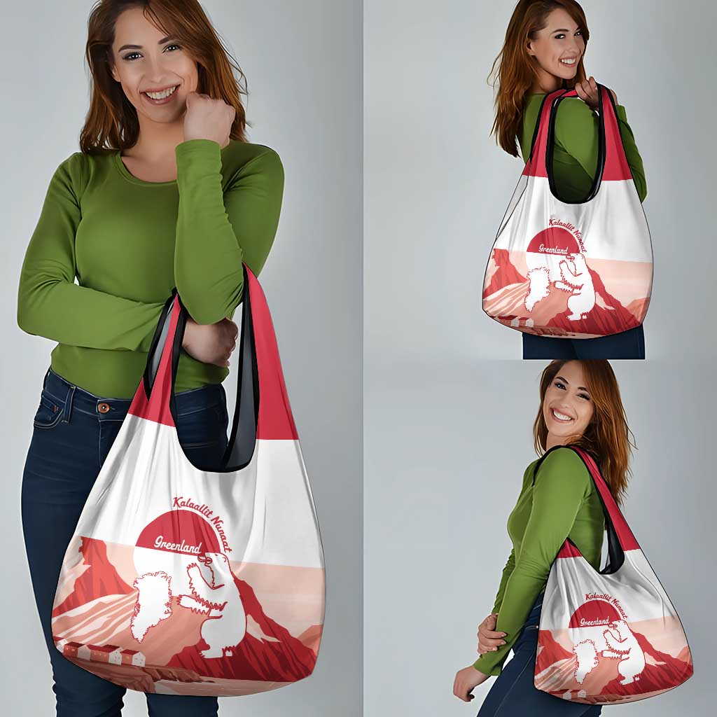 Kalaallit Nunaat Greenland Grocery Bag Coat Of Arms Flag Style