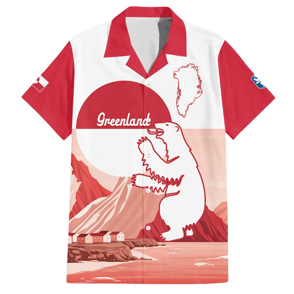 Kalaallit Nunaat Greenland Hawaiian Shirt Coat Of Arms Flag Style