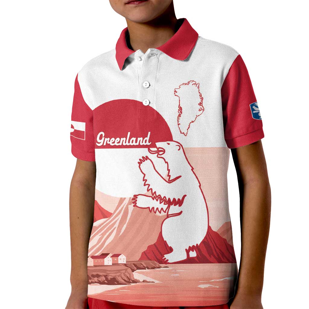 Kalaallit Nunaat Greenland Kid Polo Shirt Coat Of Arms Flag Style