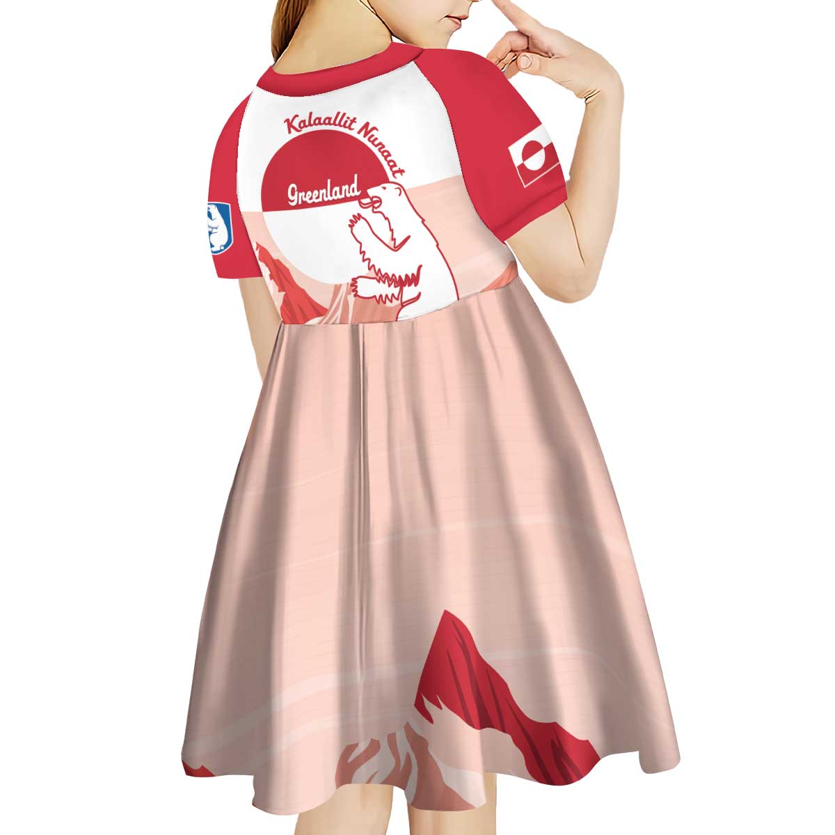 Kalaallit Nunaat Greenland Kid Short Sleeve Dress Coat Of Arms Flag Style