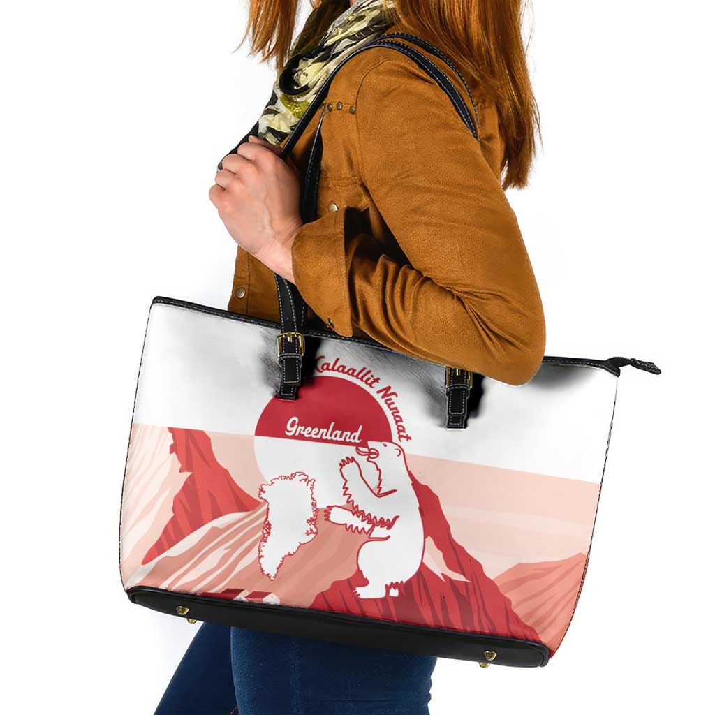 Kalaallit Nunaat Greenland Leather Tote Bag Coat Of Arms Flag Style