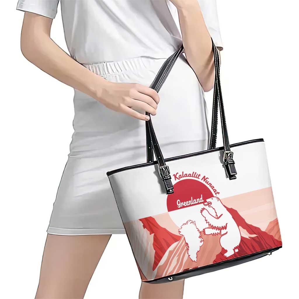 Kalaallit Nunaat Greenland Leather Tote Bag Coat Of Arms Flag Style