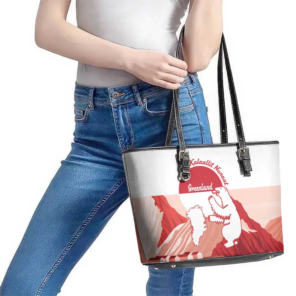 Kalaallit Nunaat Greenland Leather Tote Bag Coat Of Arms Flag Style