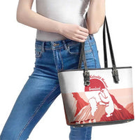 Kalaallit Nunaat Greenland Leather Tote Bag Coat Of Arms Flag Style