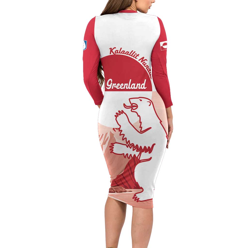 Kalaallit Nunaat Greenland Long Sleeve Bodycon Dress Coat Of Arms Flag Style