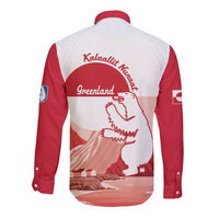 Kalaallit Nunaat Greenland Long Sleeve Button Shirt Coat Of Arms Flag Style