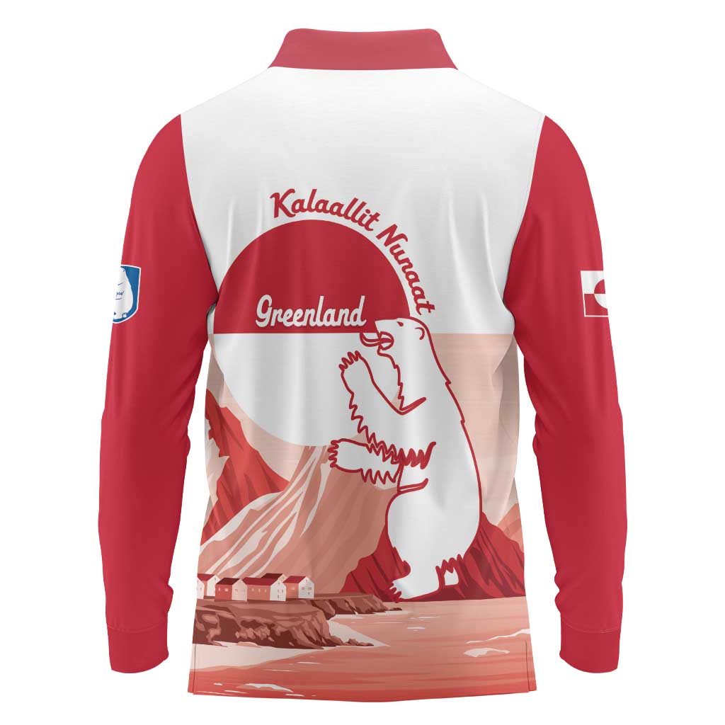 Kalaallit Nunaat Greenland Long Sleeve Polo Shirt Coat Of Arms Flag Style