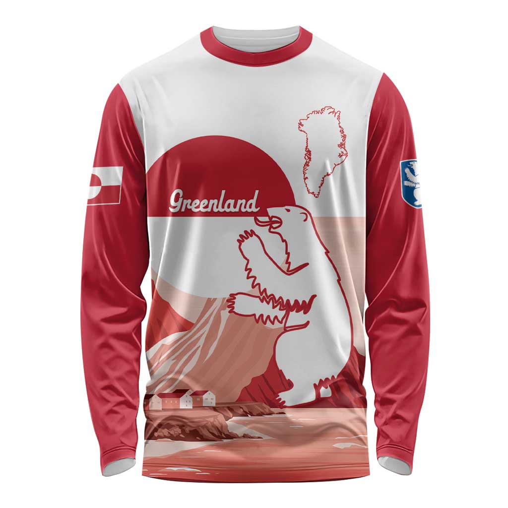Kalaallit Nunaat Greenland Long Sleeve Shirt Coat Of Arms Flag Style