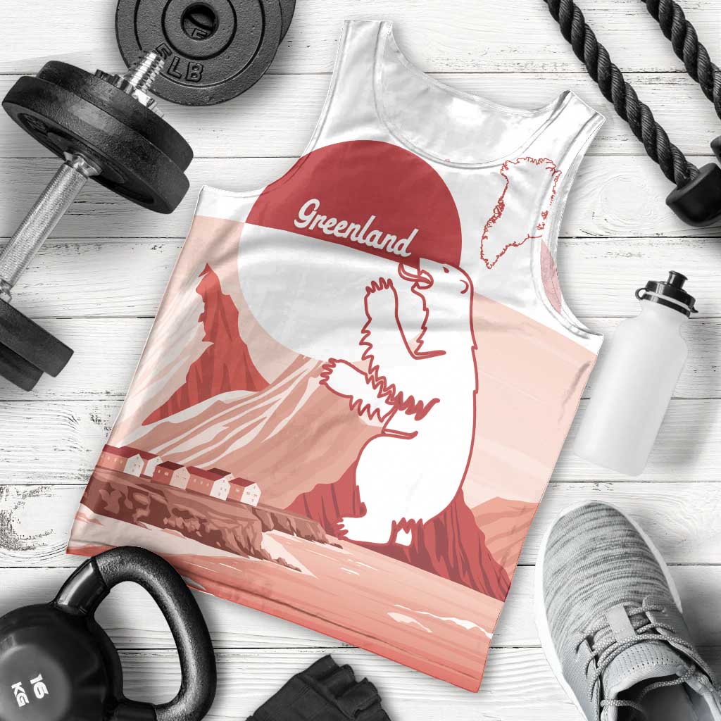 Kalaallit Nunaat Greenland Men Tank Top Coat Of Arms Flag Style