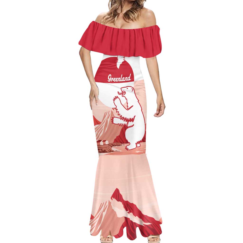 Kalaallit Nunaat Greenland Mermaid Dress Coat Of Arms Flag Style