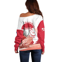 Kalaallit Nunaat Greenland Off Shoulder Sweater Coat Of Arms Flag Style