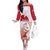 Kalaallit Nunaat Greenland Off The Shoulder Long Sleeve Dress Coat Of Arms Flag Style