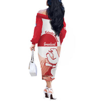 Kalaallit Nunaat Greenland Off The Shoulder Long Sleeve Dress Coat Of Arms Flag Style