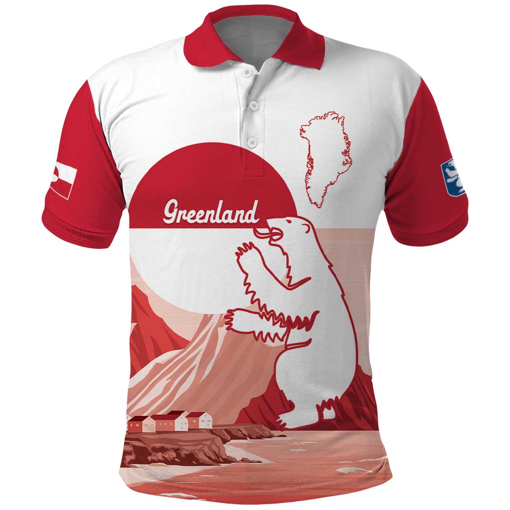 Kalaallit Nunaat Greenland Polo Shirt Coat Of Arms Flag Style