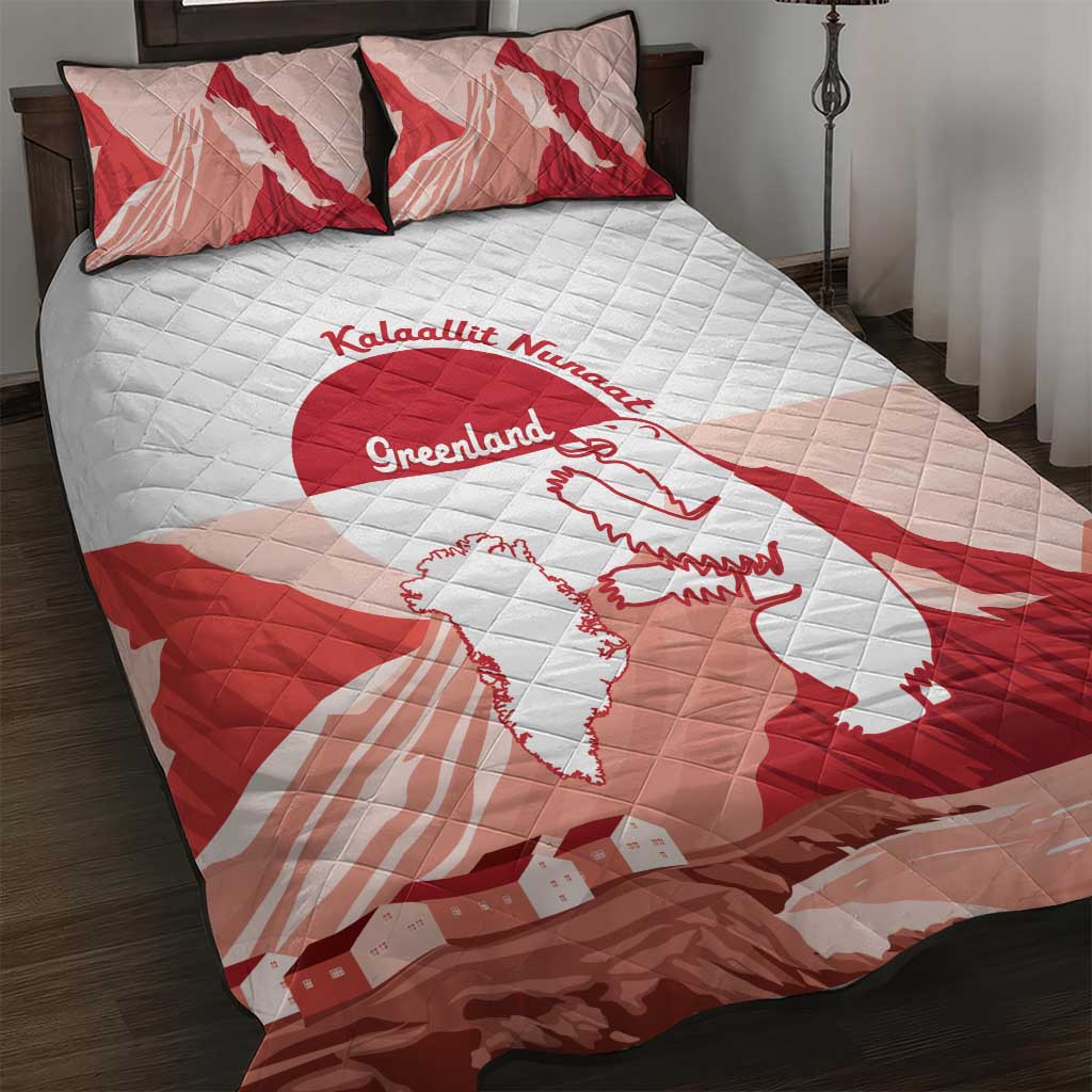 Kalaallit Nunaat Greenland Quilt Bed Set Coat Of Arms Flag Style