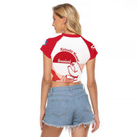 Kalaallit Nunaat Greenland Raglan Cropped T Shirt Coat Of Arms Flag Style