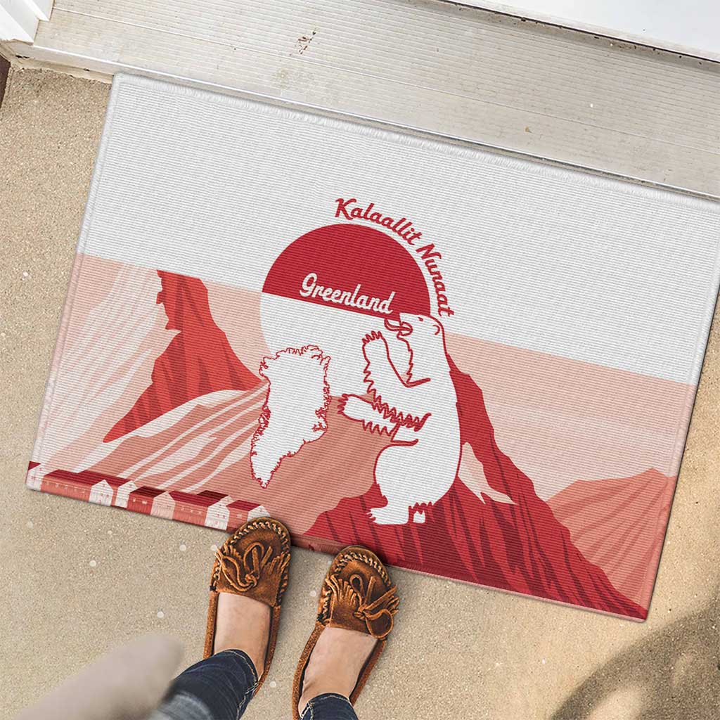 Kalaallit Nunaat Greenland Rubber Doormat Coat Of Arms Flag Style
