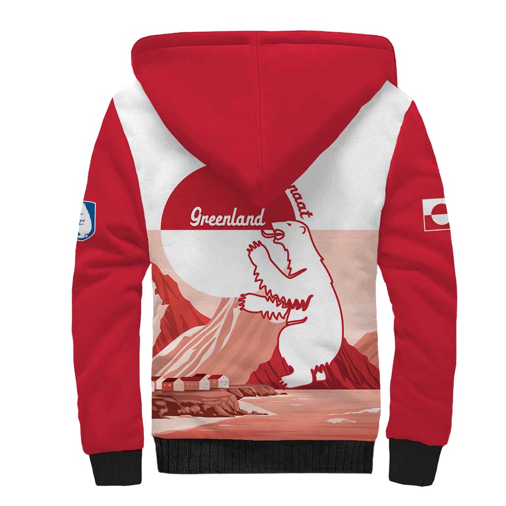 Kalaallit Nunaat Greenland Sherpa Hoodie Coat Of Arms Flag Style