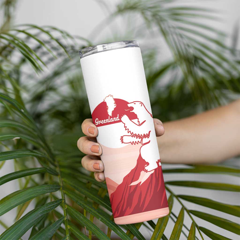 Kalaallit Nunaat Greenland Skinny Tumbler Coat Of Arms Flag Style