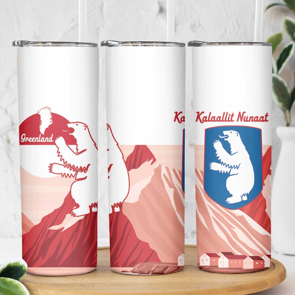 Kalaallit Nunaat Greenland Skinny Tumbler Coat Of Arms Flag Style