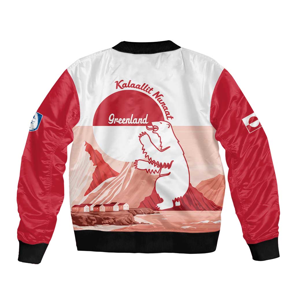 Kalaallit Nunaat Greenland Sleeve Zip Bomber Jacket Coat Of Arms Flag Style