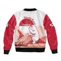 Kalaallit Nunaat Greenland Sleeve Zip Bomber Jacket Coat Of Arms Flag Style