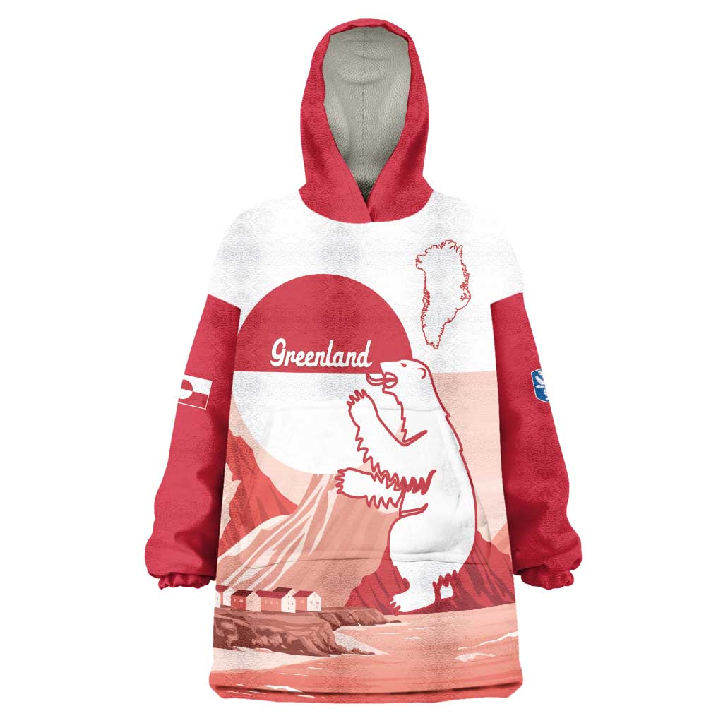 Kalaallit Nunaat Greenland Wearable Blanket Hoodie Coat Of Arms Flag Style
