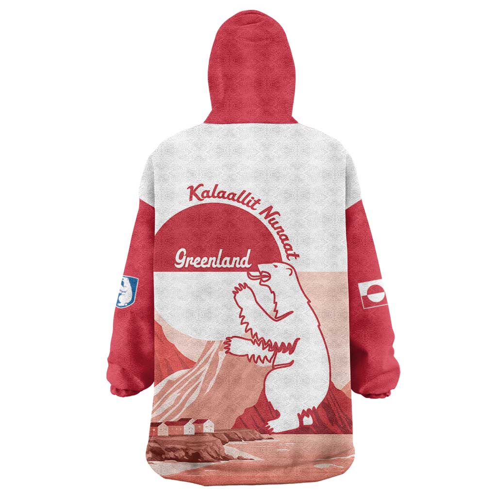 Kalaallit Nunaat Greenland Wearable Blanket Hoodie Coat Of Arms Flag Style
