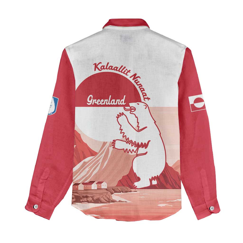 Kalaallit Nunaat Greenland Women Casual Shirt Coat Of Arms Flag Style