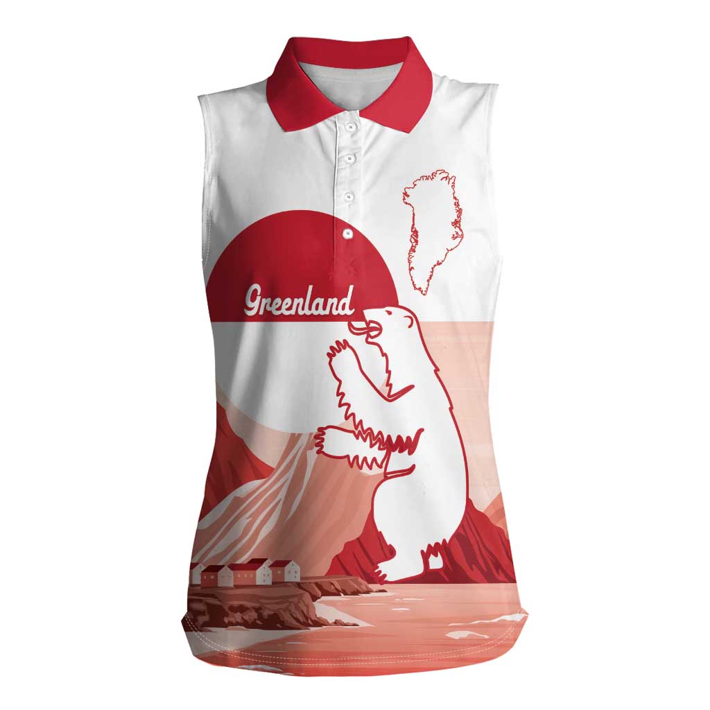 Kalaallit Nunaat Greenland Women Sleeveless Polo Shirt Coat Of Arms Flag Style