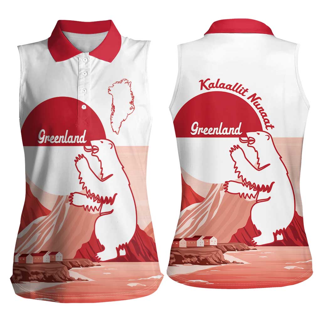 Kalaallit Nunaat Greenland Women Sleeveless Polo Shirt Coat Of Arms Flag Style