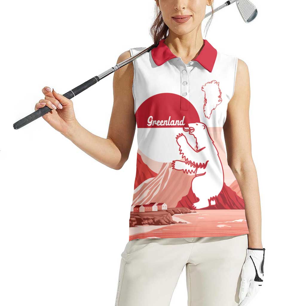 Kalaallit Nunaat Greenland Women Sleeveless Polo Shirt Coat Of Arms Flag Style