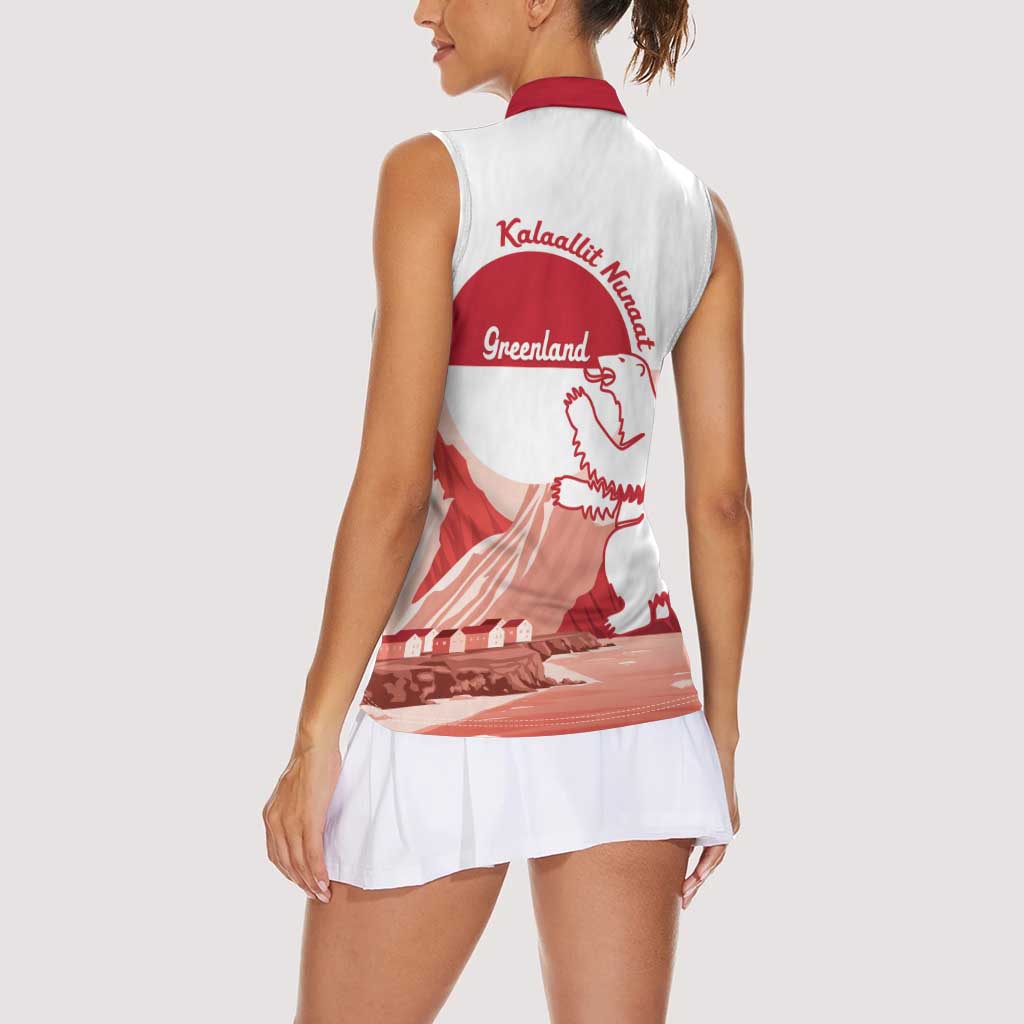 Kalaallit Nunaat Greenland Women Sleeveless Polo Shirt Coat Of Arms Flag Style