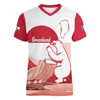 Kalaallit Nunaat Greenland Women V-Neck T-Shirt Coat Of Arms Flag Style