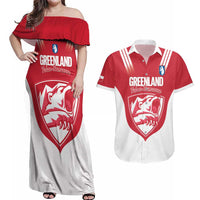 Custom Greenland Football Couples Matching Off Shoulder Maxi Dress and Hawaiian Shirt Come On Polar-Bamserne