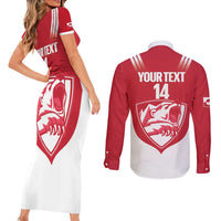 Custom Greenland Football Couples Matching Short Sleeve Bodycon Dress and Long Sleeve Button Shirt Come On Polar-Bamserne