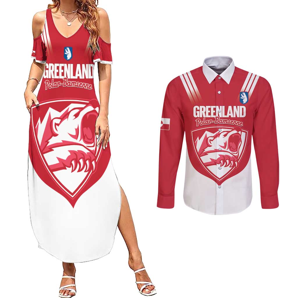 Custom Greenland Football Couples Matching Summer Maxi Dress and Long Sleeve Button Shirt Come On Polar-Bamserne
