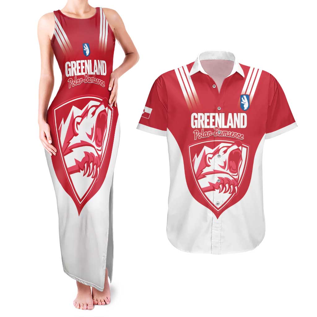 Custom Greenland Football Couples Matching Tank Maxi Dress and Hawaiian Shirt Come On Polar-Bamserne