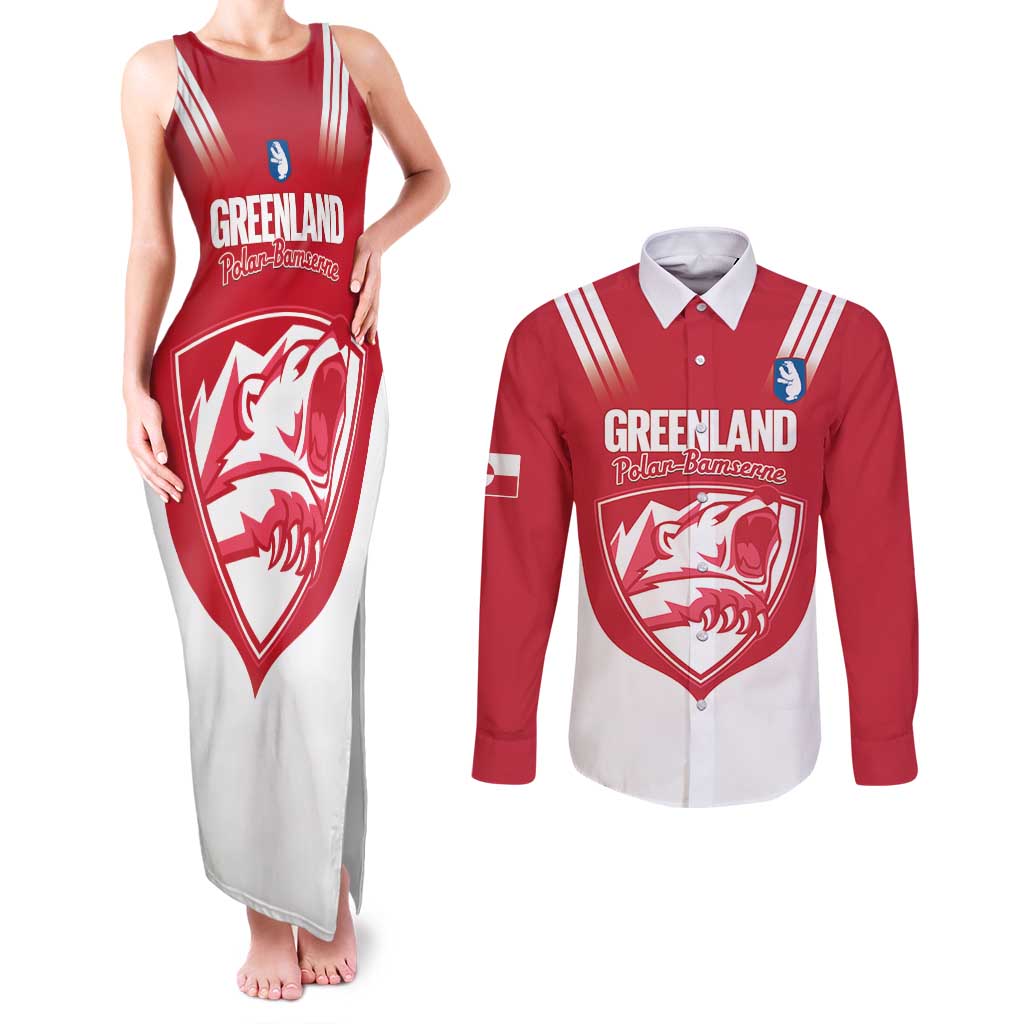 Custom Greenland Football Couples Matching Tank Maxi Dress and Long Sleeve Button Shirt Come On Polar-Bamserne