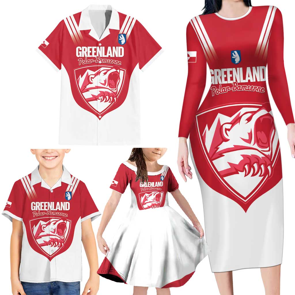 Custom Greenland Football Family Matching Long Sleeve Bodycon Dress and Hawaiian Shirt Come On Polar-Bamserne