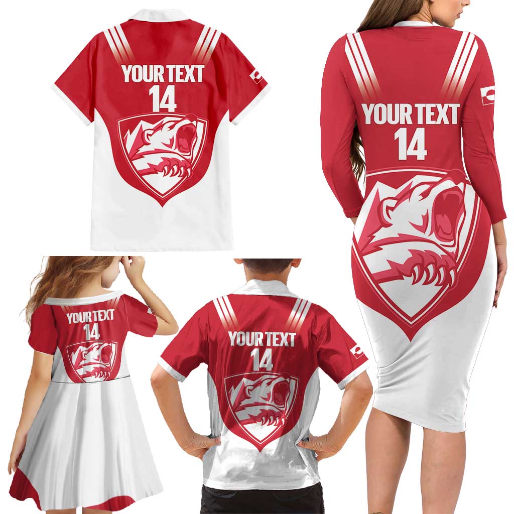 Custom Greenland Football Family Matching Long Sleeve Bodycon Dress and Hawaiian Shirt Come On Polar-Bamserne
