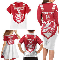 Custom Greenland Football Family Matching Long Sleeve Bodycon Dress and Hawaiian Shirt Come On Polar-Bamserne