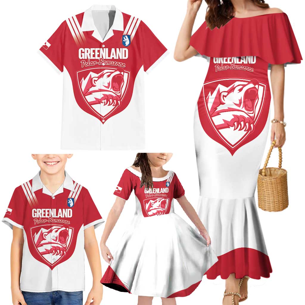 Custom Greenland Football Family Matching Mermaid Dress and Hawaiian Shirt Come On Polar-Bamserne