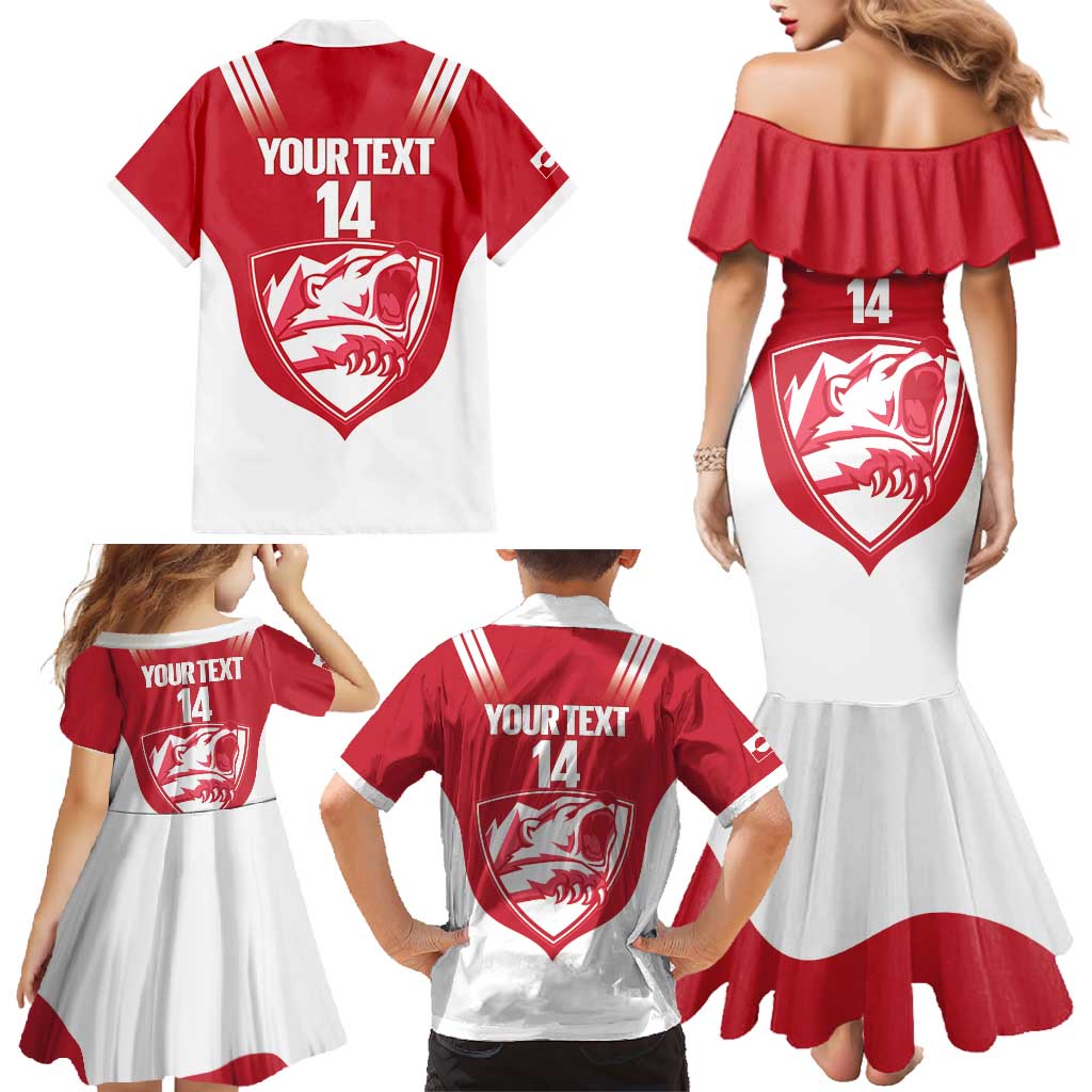 Custom Greenland Football Family Matching Mermaid Dress and Hawaiian Shirt Come On Polar-Bamserne
