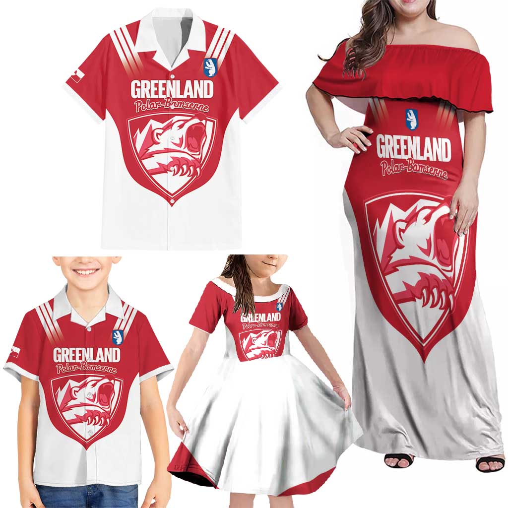 Custom Greenland Football Family Matching Off Shoulder Maxi Dress and Hawaiian Shirt Come On Polar-Bamserne