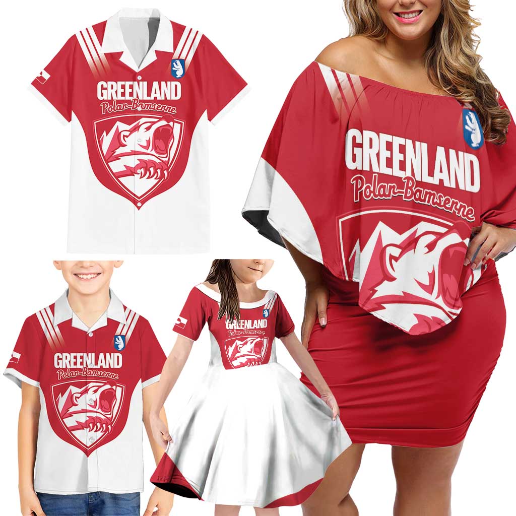 Custom Greenland Football Family Matching Off Shoulder Short Dress and Hawaiian Shirt Come On Polar-Bamserne