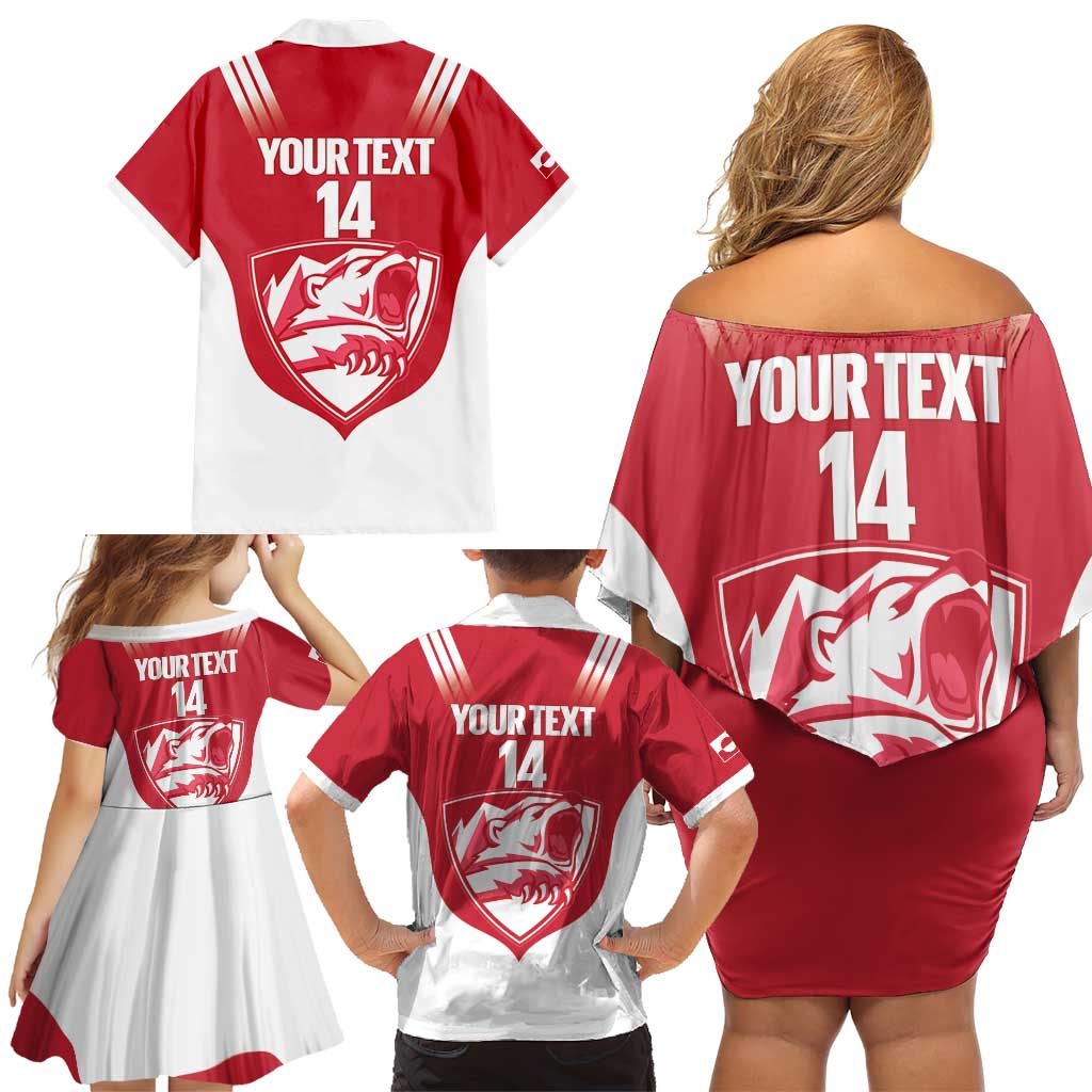Custom Greenland Football Family Matching Off Shoulder Short Dress and Hawaiian Shirt Come On Polar-Bamserne