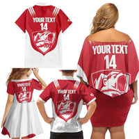 Custom Greenland Football Family Matching Off Shoulder Short Dress and Hawaiian Shirt Come On Polar-Bamserne