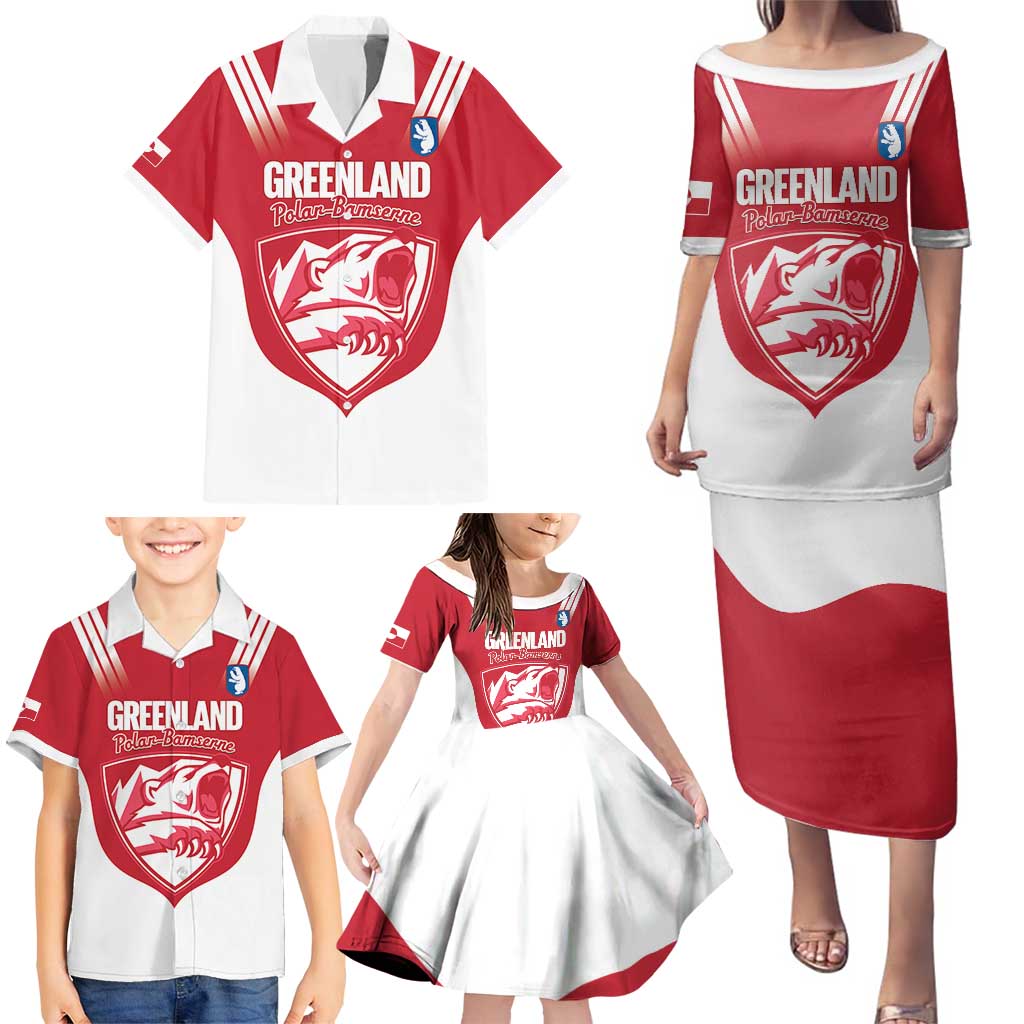 Custom Greenland Football Family Matching Puletasi and Hawaiian Shirt Come On Polar-Bamserne